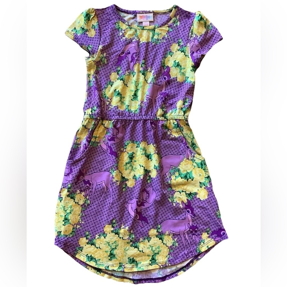 LuLaRoe Mae Disney Bambi Dress – Youth Size 12 💜🦌✨